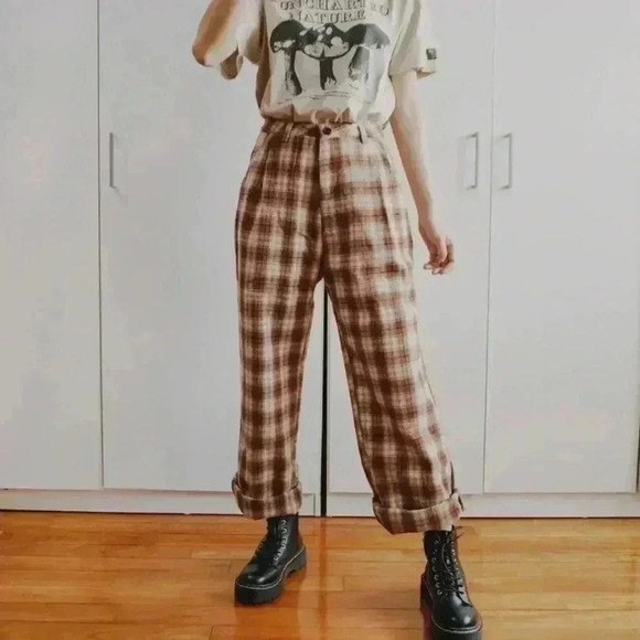 Free People Grunge Goth Skater Girl Plaid Pants Size 4 - Picture 3 of 4
